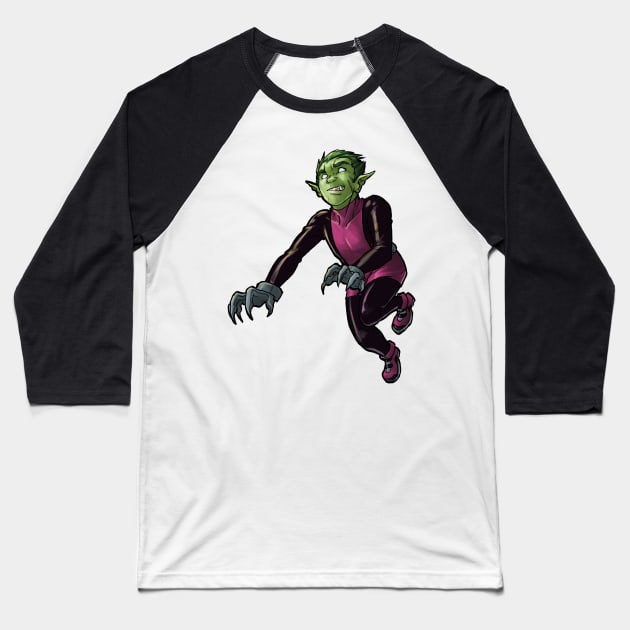 Beast Boy Baseball T-Shirt by CandaceAprilLee